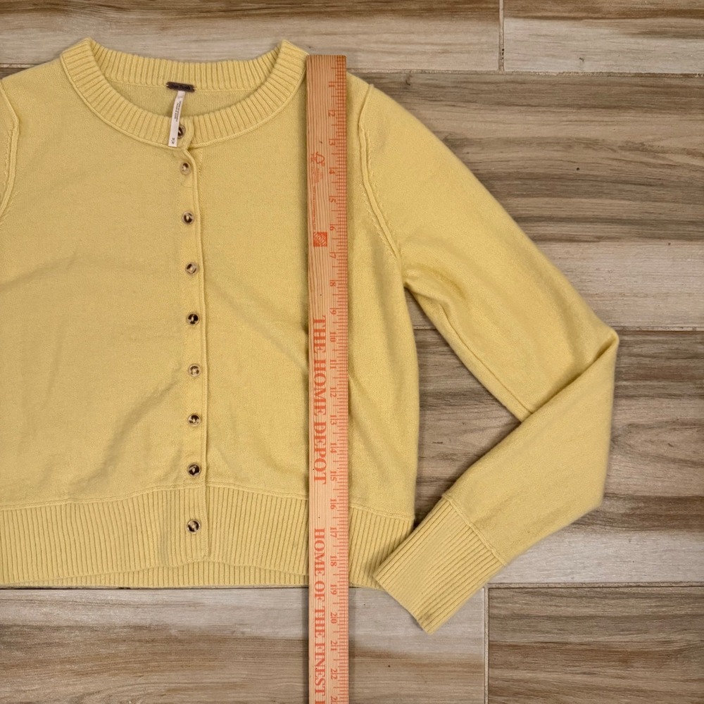 Free People Yellow Wool Cashmere Blend Button Front Cardigan OB2083717 Mens M - Picture 7 of 8